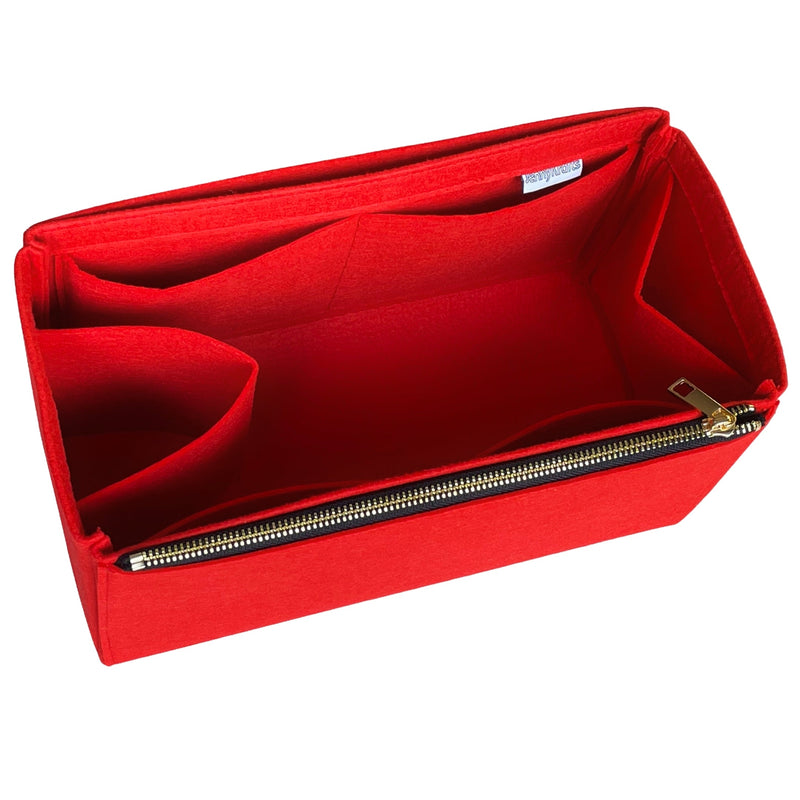 Organizer for [Heritage Medium Clipper, Mulberry] Bag Insert (Felt, Long Zip and Open Compartment)