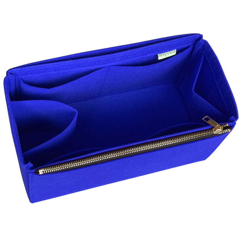 Organizer for [Mini Pebble Bucket, Loewe] Bag Insert (Felt, Long Zip and Open Compartment)