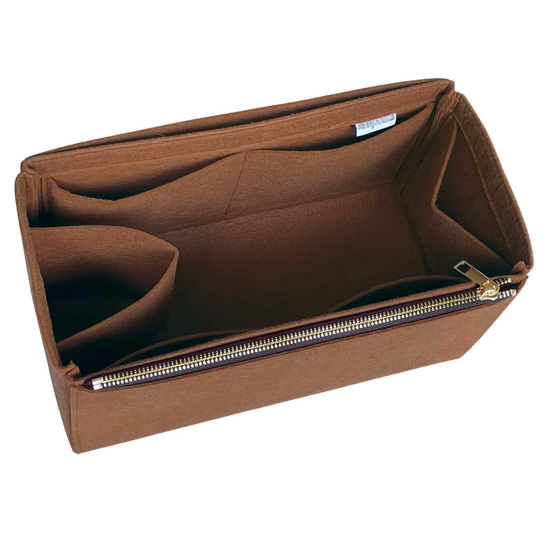 Organizer for [Medium Pebble Bucket, Loewe] Bag Insert (Felt, Long Zip and Open Compartment)