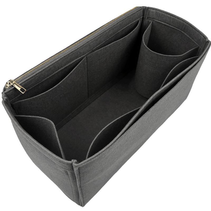Organizer for [Sac MOUSQUETON Medium, Helene Nepomiatzi] Bag Insert (Felt, Long Zip and Open Compartment)