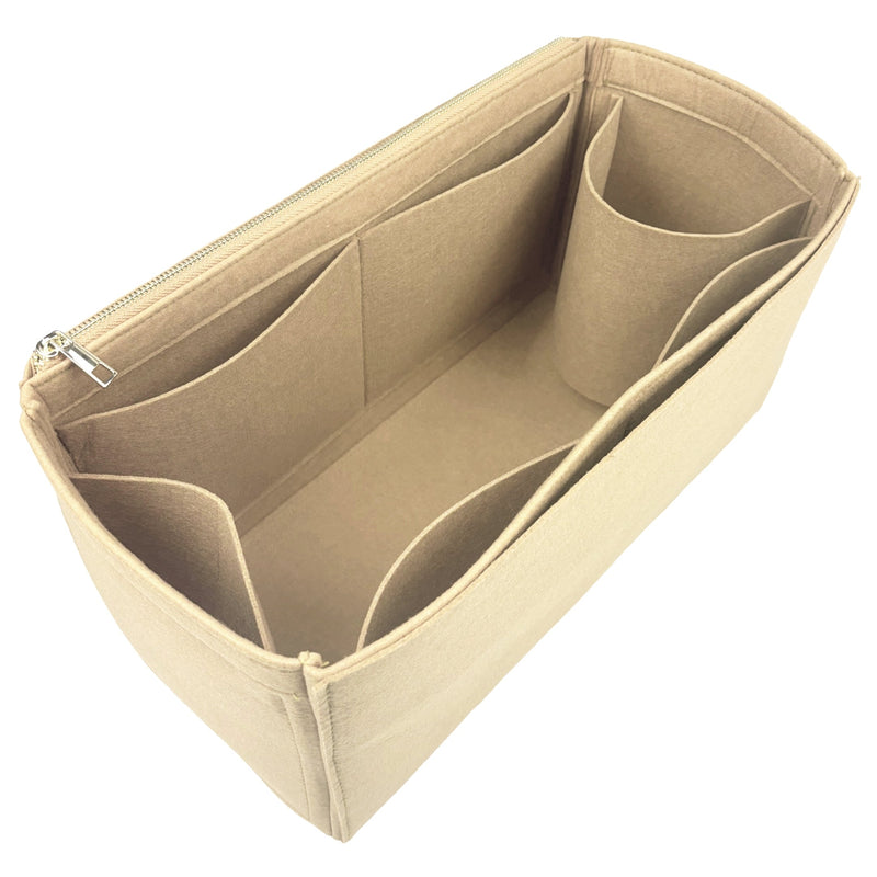 Organizer for [Mini Pebble Bucket, Loewe] Bag Insert (Felt, Long Zip and Open Compartment)