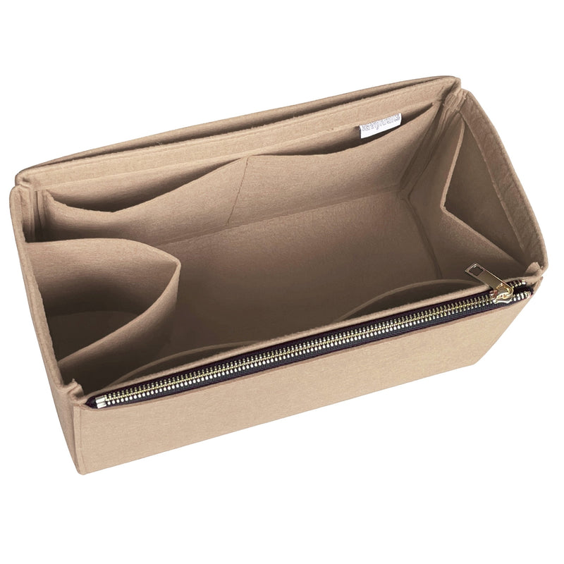 Organizer for [Mini Pebble Bucket, Loewe] Bag Insert (Felt, Long Zip and Open Compartment)