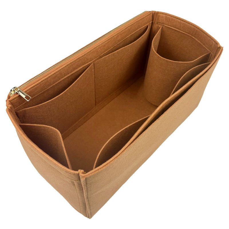 Organizer for [Mini Pebble Bucket, Loewe] Bag Insert (Felt, Long Zip and Open Compartment)