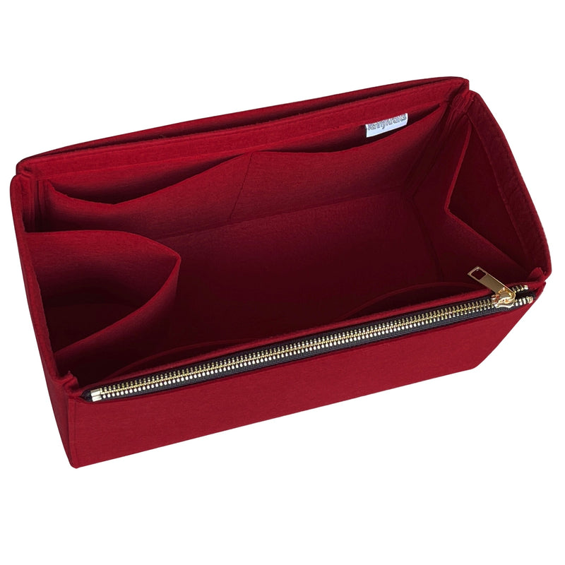 Organizer for [Heritage Medium Clipper, Mulberry] Bag Insert (Felt, Long Zip and Open Compartment)