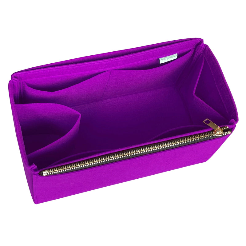 Organizer for [Medium Pebble Bucket, Loewe] Bag Insert (Felt, Long Zip and Open Compartment)