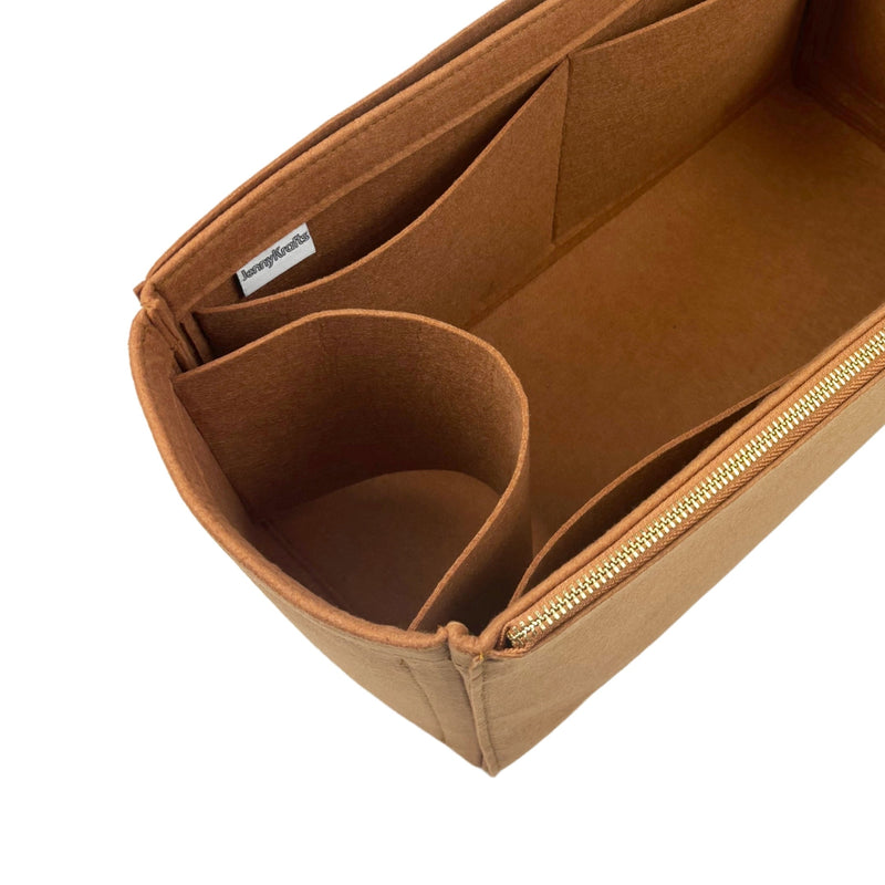 Organizer for [Mini Pebble Bucket, Loewe] Bag Insert (Felt, Long Zip and Open Compartment)
