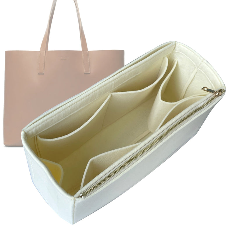 Organizer for [Day Square Tote, Everlane] Tote Purse Bag Insert Liner Shaper (Felt, Full-width Zip and Open Pocket)