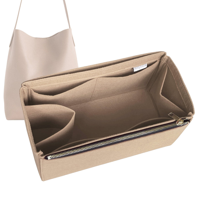 Organizer for [Everyday Cabas, Mansur Gavriel] Tote Purse Bag Insert Liner Shaper (Felt, Full-width Zip and Open Pocket)