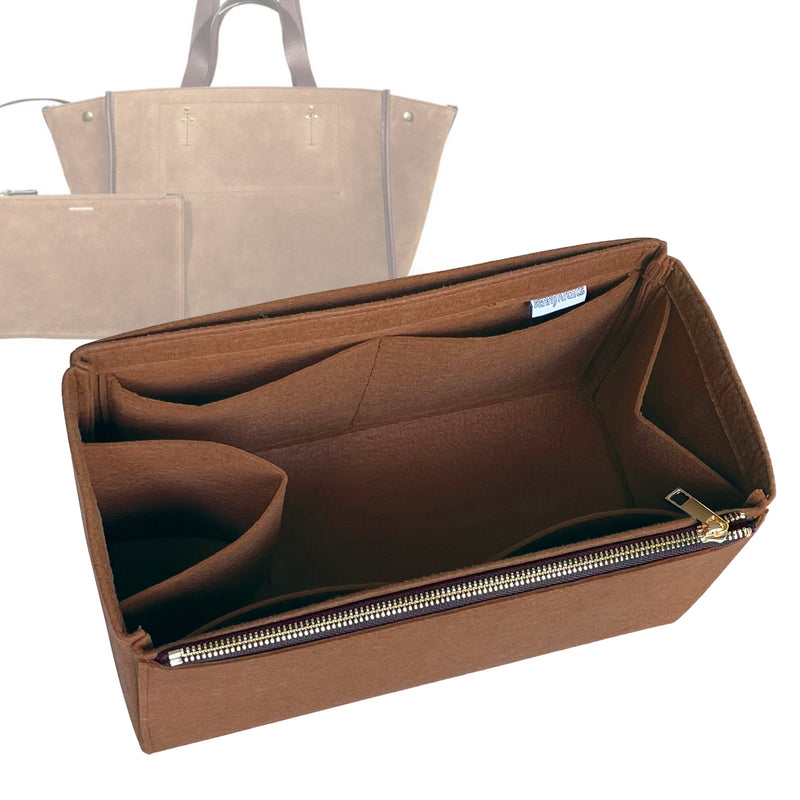 Organizer for [Leon L, Jerome Dreyfuss] Tote Purse Bag Insert Liner Shaper (Felt, Full-width Zip and Open Pocket)