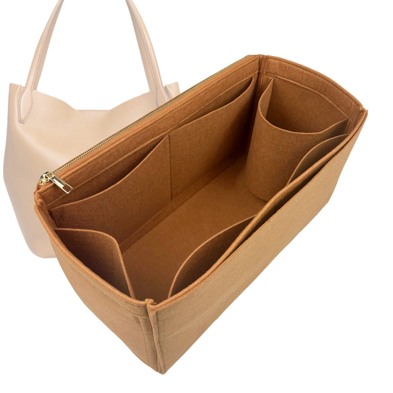 Organizer for [Shopper Tote, Madewell] Tote Purse Bag Insert Liner Shaper (Felt, Full-width Zip and Open Pocket)