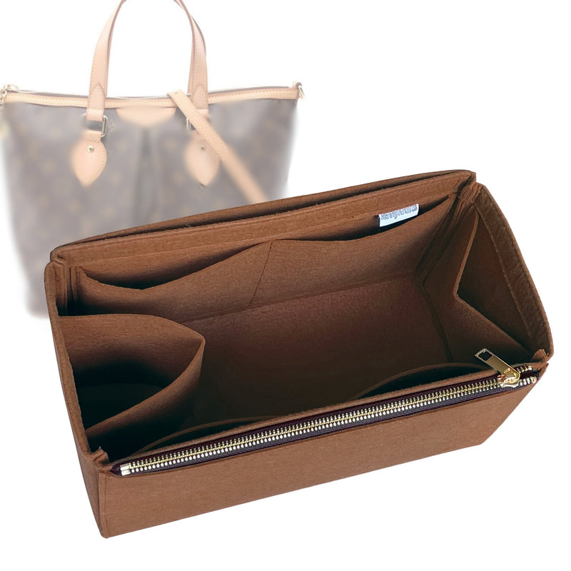 Organizer for [Palermo GM (Large), LV] Tote Purse Bag Insert Liner Shaper (Felt, Full-width Zip and Open Pocket)