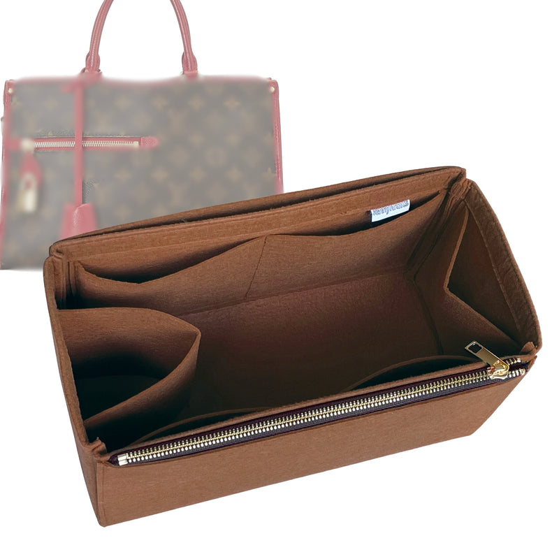 Organizer for [Popincourt MM (Medium), LV] Tote Purse Bag Insert Liner Shaper (Felt, Full-width Zip and Open Pocket)