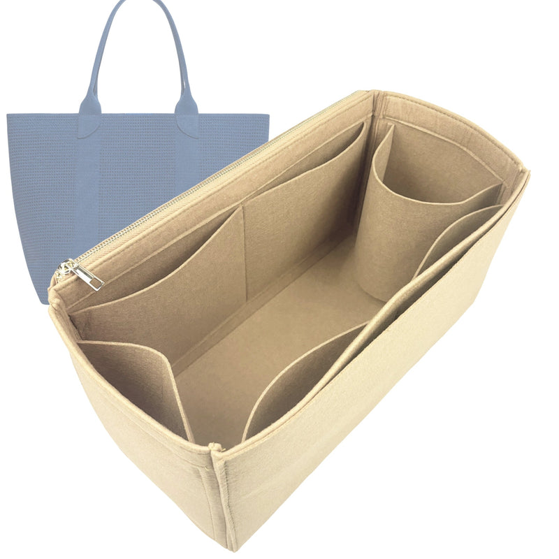 Organizer for [The Classic Tote, Rothys] Tote Purse Bag Insert Liner Shaper (Felt, Full-width Zip and Open Pocket)