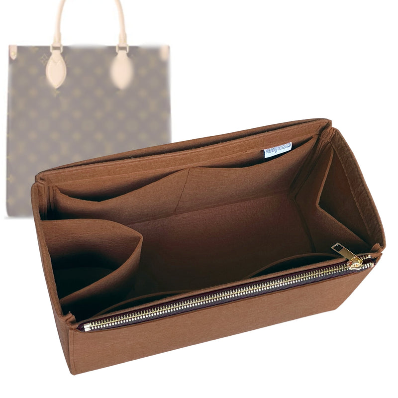 Organizer for [Sac Plat 24H, LV] Tote Purse Bag Insert Liner Shaper (Felt, Full-width Zip and Open Pocket)