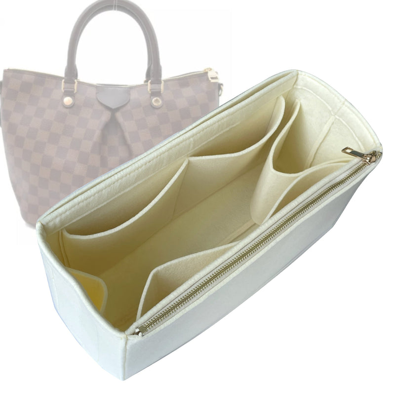 Organizer for [Siena GM (Large), LV] Tote Purse Bag Insert Liner Shaper (Felt, Full-width Zip and Open Pocket)