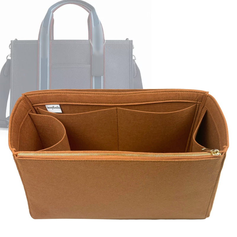 Organizer for [Smith Tote Bag, Coach] Tote Purse Bag Insert Liner Shaper (Felt, Full-width Zip and Open Pocket)