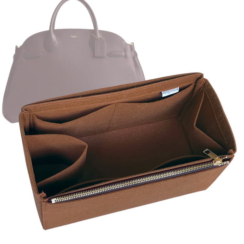 Organizer for [Soft Empire Carryall 48, Coach] Tote Purse Bag Insert Liner Shaper (Felt, Full-width Zip and Open Pocket)