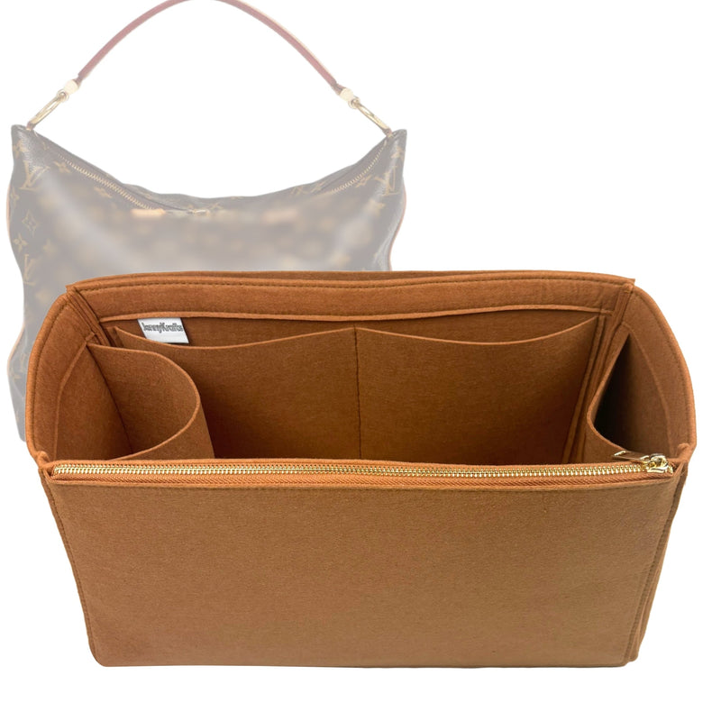 Organizer for [Sully MM (Medium), LV] Tote Purse Bag Insert Liner Shaper (Felt, Full-width Zip and Open Pocket)