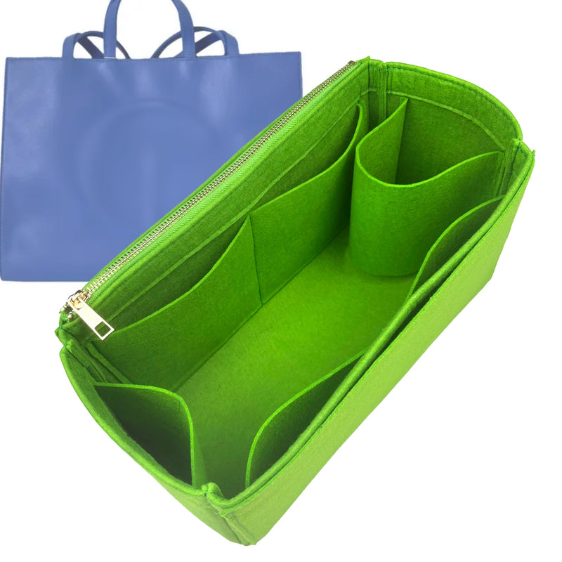 Organizer for [Medium Shopping Bag, Telfar] Tote Purse Bag Insert Liner Shaper (Felt, Full-width Zip and Open Pocket)