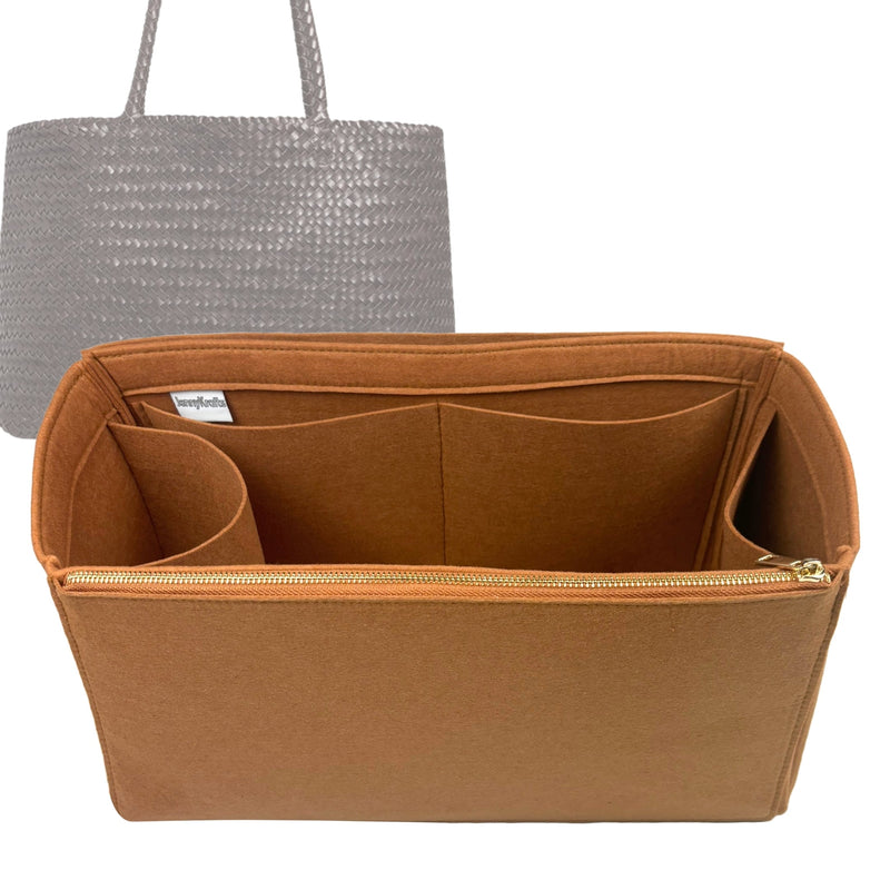 Organizer for [Large Transport Tote, Madewell] Tote Purse Bag Insert Liner Shaper (Felt, Full-width Zip and Open Pocket)