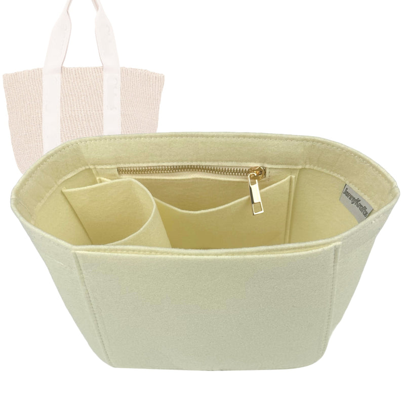 Organizer for [Small Woody Basket, Chloe] Tote Purse Bag Insert Organiser Liner Shaper (Felt, Wide Open Pockets)