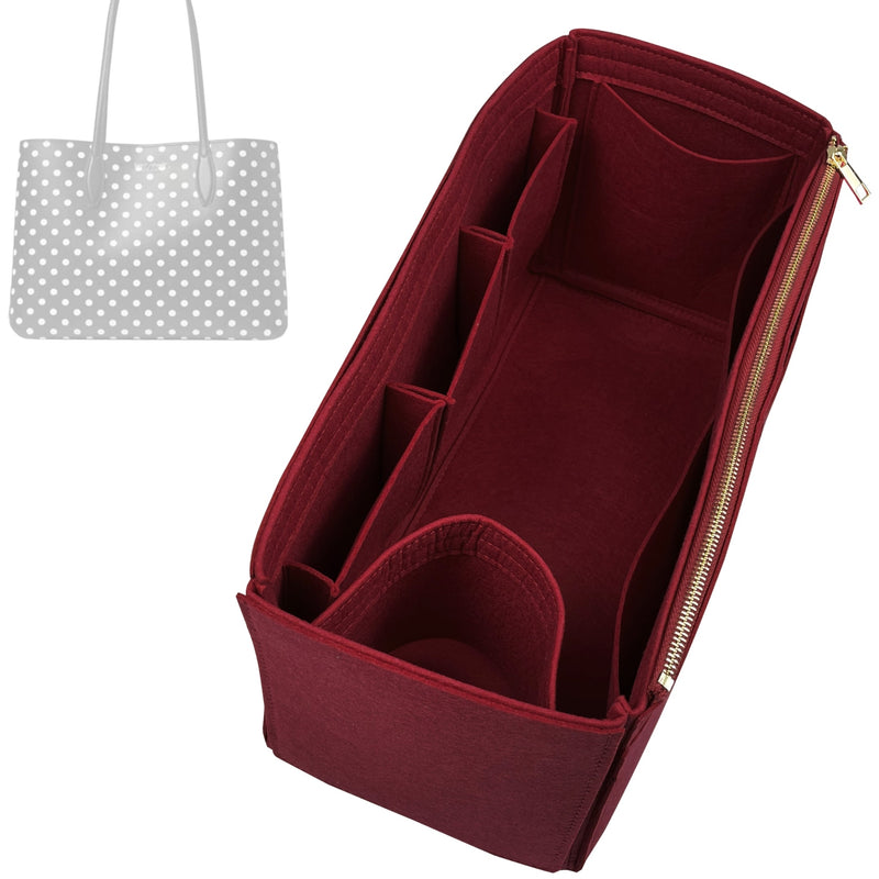 Organizer for [All Day Domino Dot Large Tote, Kate Spade] Tote Purse Bag Insert Organiser Liner Shaper (Felt, Wide Open Pockets)