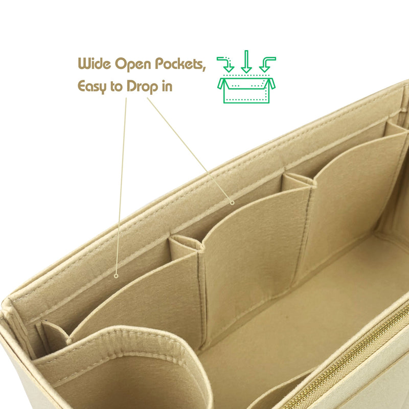 Organizer for [Boat and Tote - Extra Large, L.L.Bean] Bag Insert (Felt, Wide Open Pockets)