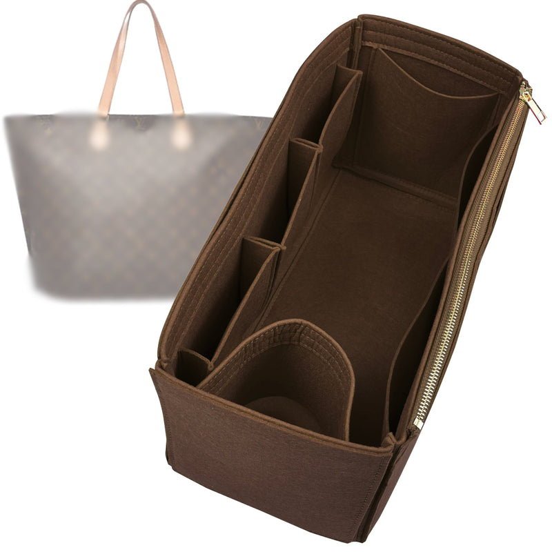 Organizer for [All-in GM (Large), LV] Tote Purse Bag Insert Liner Shaper (Felt, Wide Open Pockets)