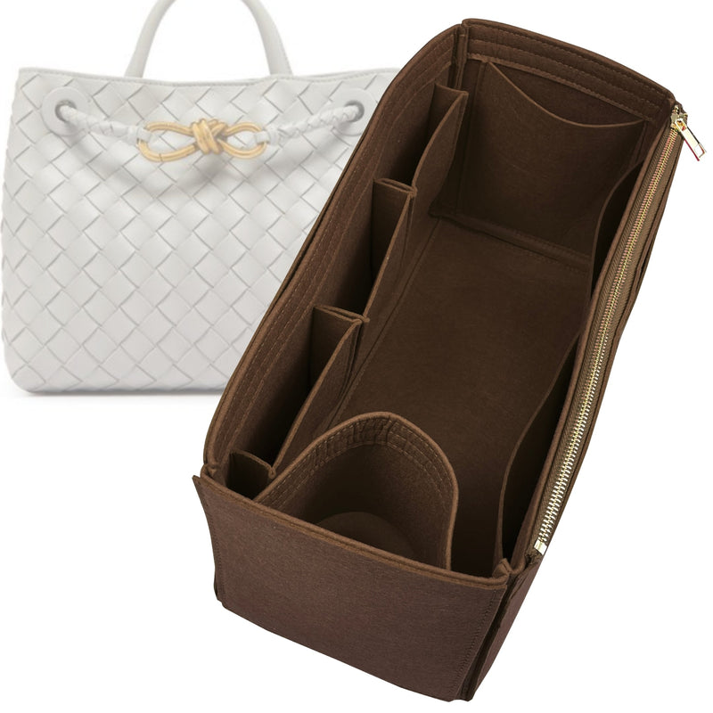 Organizer for [Backpack Andiamo, Bottega Veneta] Tote Purse Bag Insert Liner Shaper (Felt, Wide Open Pockets)