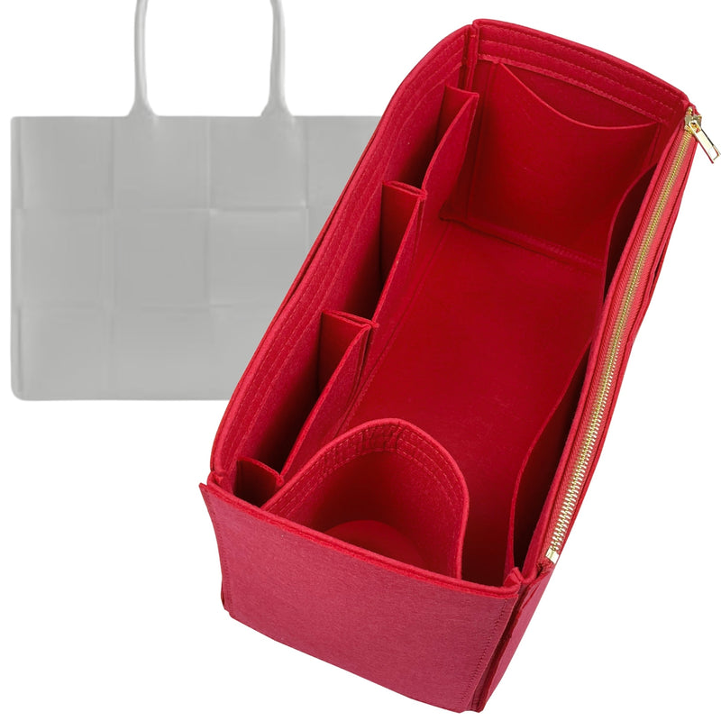 Organizer for [Mini East-West Arco Tote, Bottega Veneta] Tote Purse Bag Insert Liner Shaper (Felt, Wide Open Pockets)