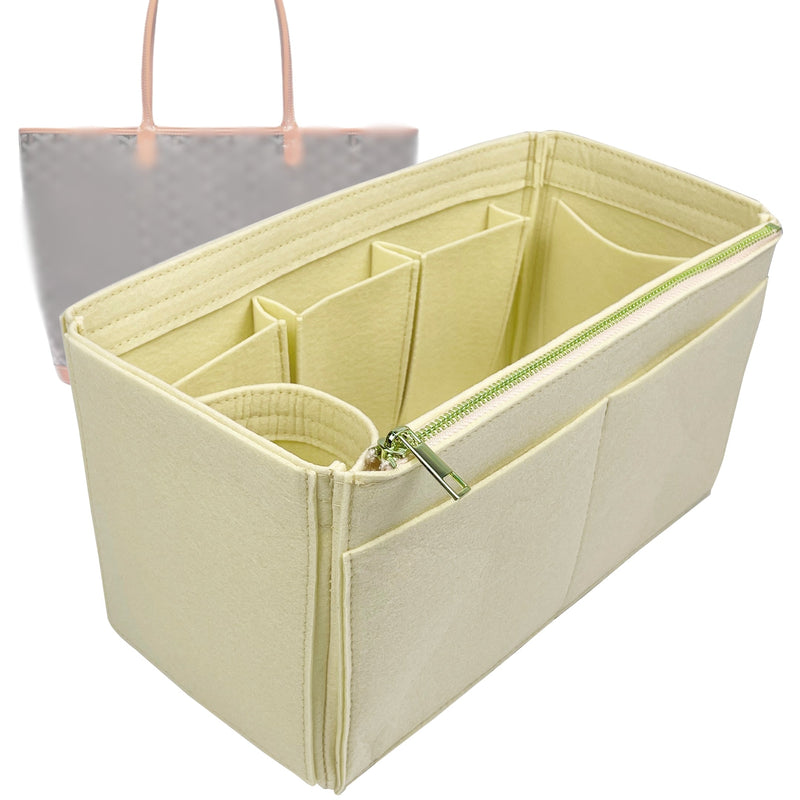 Organizer for [Artois MM (Medium), Goyard] Tote Purse Bag Insert Liner Shaper (Felt, Wide Open Pockets)
