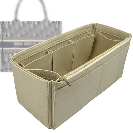 Organizer for [Book Tote Large, Dior] Tote Purse Bag Insert Liner Shaper (Felt, Wide Open Pockets)