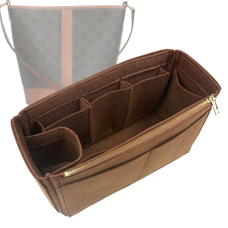 Organizer for [Small Bucket in Triomphe, Celine] Tote Purse Bag Insert Liner Shaper (Felt, Wide Open Pockets)