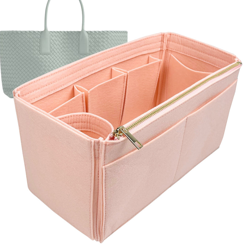 Organizer for [Small Cabat, Bottega Veneta] Tote Purse Bag Insert Liner Shaper (Felt, Wide Open Pockets)