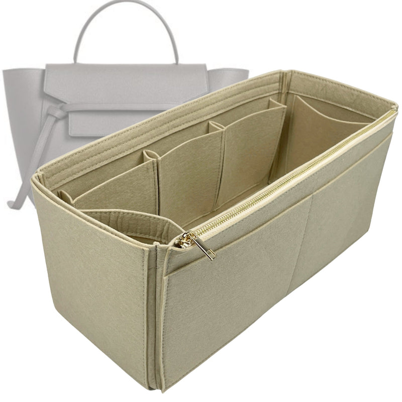 Organizer for [Medium Belt Bag, Celine] Tote Purse Bag Insert Liner Shaper (Felt, Wide Open Pockets)