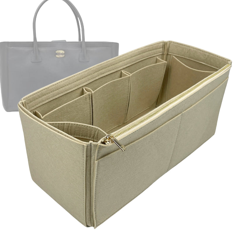 Organizer for [Cerf Small, Chanel] Tote Purse Bag Insert Liner Shaper (Felt, Wide Open Pockets)