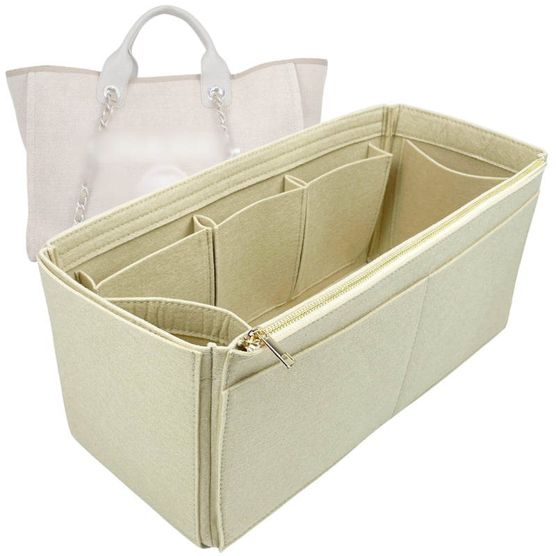 Organizer for [Deauville Canvas Small, Chanel] Tote Purse Bag Insert Liner Shaper (Felt, Wide Open Pockets)
