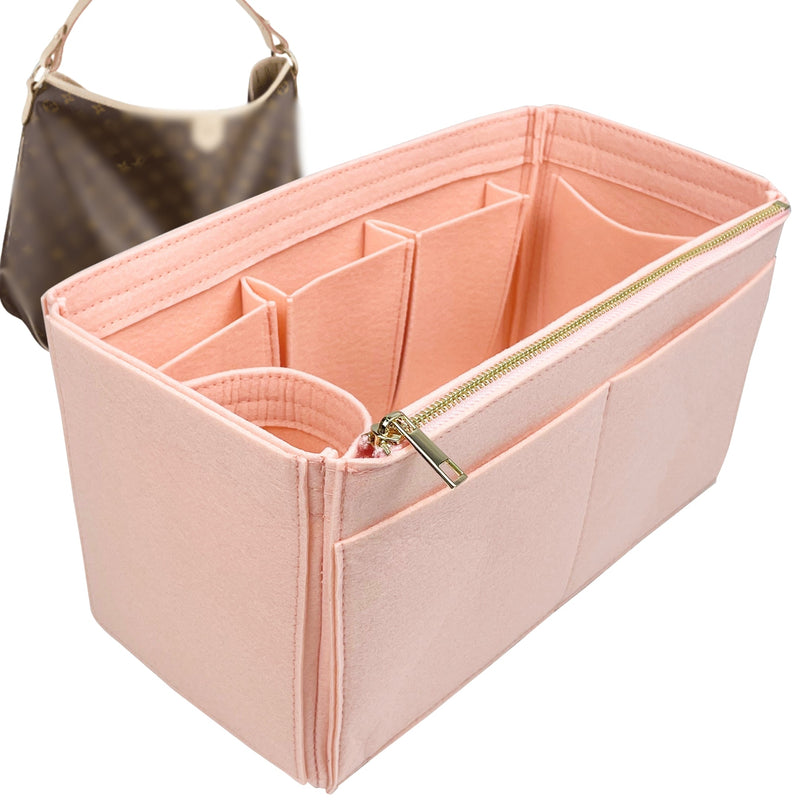 Organizer for [Delightful MM (Medium), LV] Tote Purse Bag Insert Liner Shaper (Felt, Wide Open Pockets)