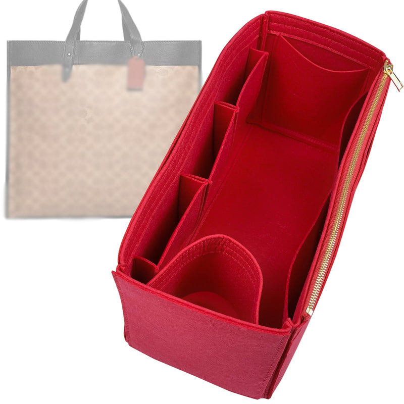 Organizer for [Field Tote 40, Coach] Tote Purse Bag Insert Liner Shaper (Felt, Wide Open Pockets)