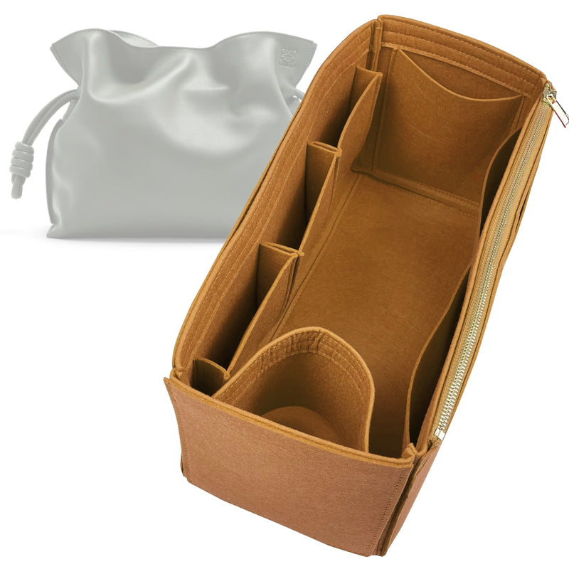 Organizer for [Flamenco Clutch, Loewe] Tote Purse Bag Insert Liner Shaper (Felt, Wide Open Pockets)