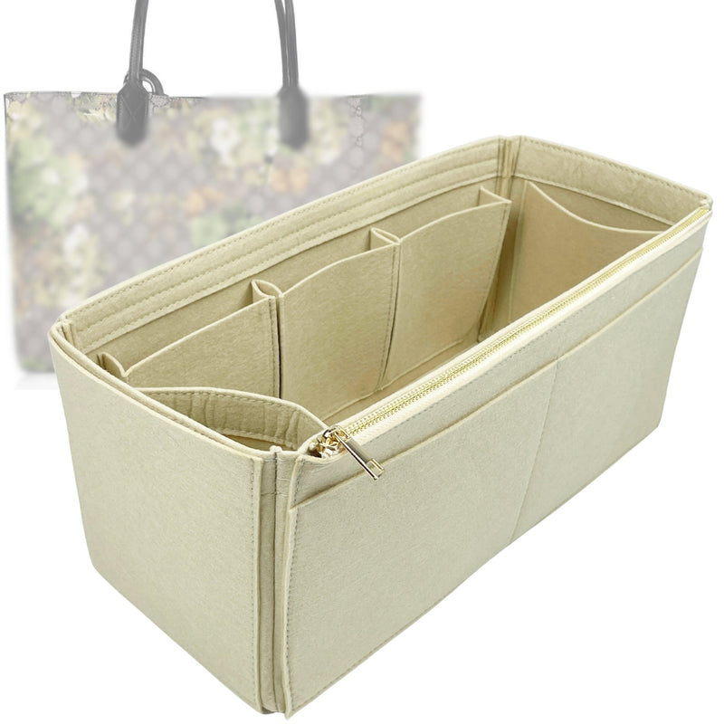 Organizer for [GG Blooms Medium Reversible Leather Tote, Gucci] Tote Purse Bag Insert Liner Shaper (Felt, Wide Open Pockets)