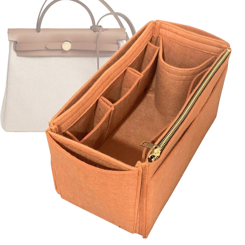 Organizer for [Herbag Zip 31, Hermes] Tote Purse Bag Insert Liner Shaper (Felt, Wide Open Pockets)