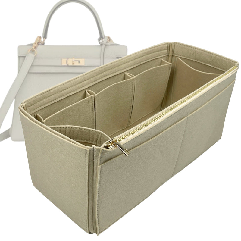 Organizer for [Kelly 35 Retourne, Hermes] Tote Purse Bag Insert Liner Shaper (Felt, Wide Open Pockets)