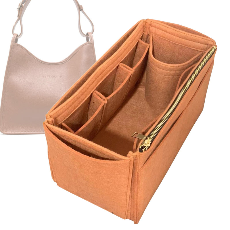 Organizer for [Le Foulonné Large, Longchamp] Tote Purse Bag Insert Liner Shaper (Felt, Wide Open Pockets)