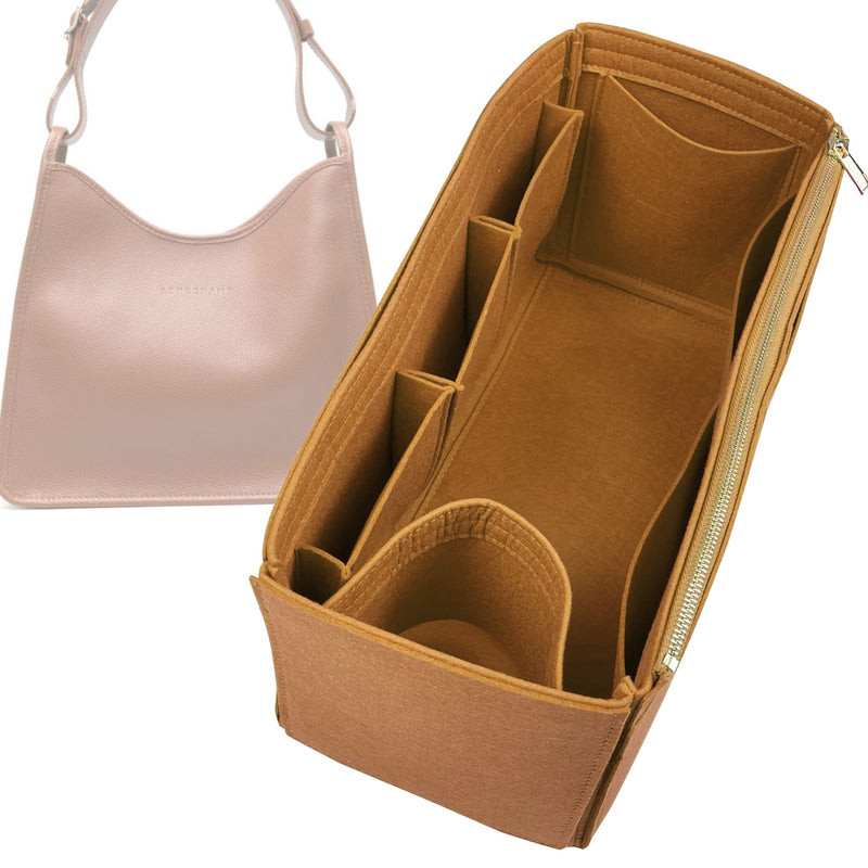 Organizer for [Le Foulonn閼硷拷Medium, Longchamp] Tote Purse Bag Insert Liner Shaper (Felt, Wide Open Pockets)