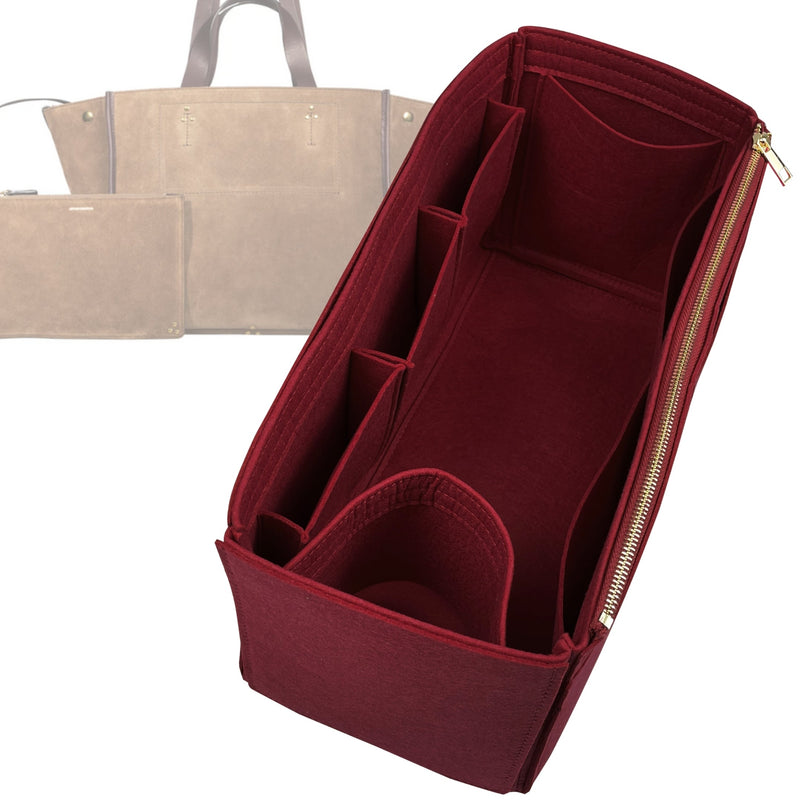 Organizer for [Leon L, Jerome Dreyfuss] Tote Purse Bag Insert Liner Shaper (Felt, Wide Open Pockets)