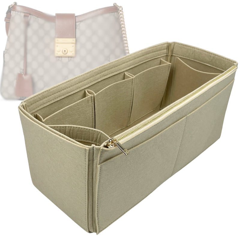 Organizer for [Padlock Medium GG, Gucci] Tote Purse Bag Insert Liner Shaper (Felt, Wide Open Pockets)
