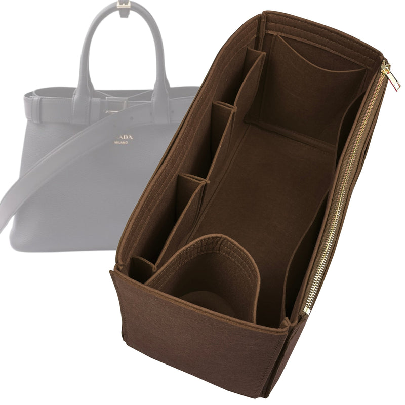 Organizer for [Large Buckle leather handbag with belt, Prada] Tote Purse Bag Insert Liner Shaper (Felt, Wide Open Pockets)