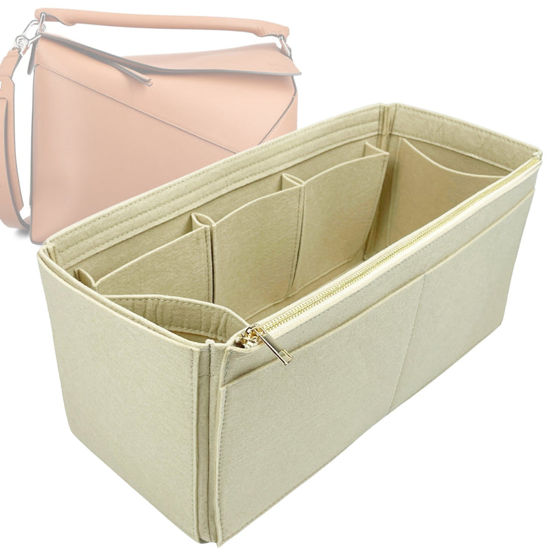 Organizer for [Puzzle Large, Loewe] Tote Purse Bag Insert Liner Shaper (Felt, Wide Open Pockets)