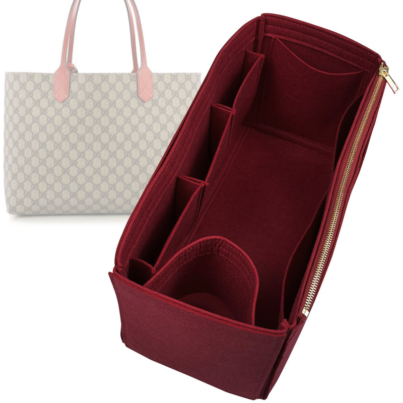 Organizer for [Reversible GG Large, Gucci] Tote Purse Bag Insert Liner Shaper (Felt, Wide Open Pockets)